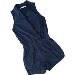 🍀Shades of Grey By Micah Cohen Blue Micro Check Summer Romper Size S